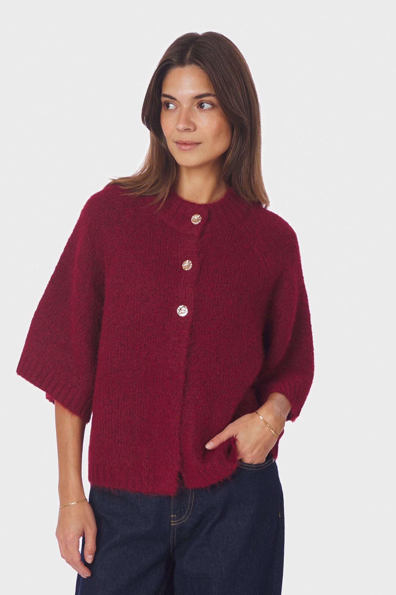 Benuta Fluffy cardigan - mørkerød
